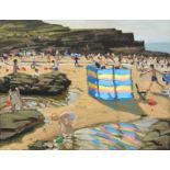 Andrew Macara NEAC, RBA (b.1944) Children playing on a beach Signed and dated 2003, oil on canvas,