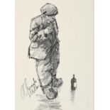 Alexander Millar (b.1960) Scottish Study of a gadgie smoking Signed, pencil, 18.5cm by 13.5cm