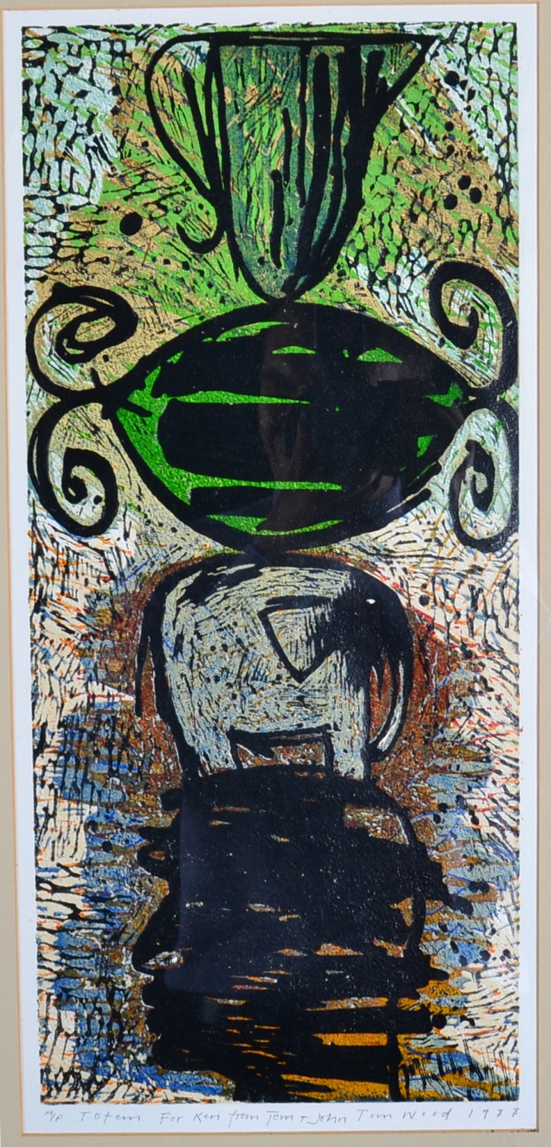 Tom Wood (b.1955) ''Totem'' Signed and dated 1988, inscribed and dedicated ''For Ken from John and