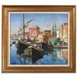 Adrian Paul Allinson ROI (1890-1959) ''Marseilles'' Signed, oil on canvas, 60cm by 67.5cm