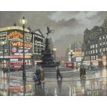 Steven Scholes (b.1952) ''Piccadilly Circus, London 1954'' Signed, inscribed verso, oil on canvas,