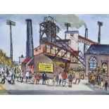 Eric H Hill (1921-2021) ''British Mining Museum Caphouse'' Signed, ink and watercolour, 31.5cm by