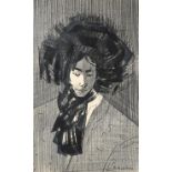 Olav Mosebekk (1910-2001) Norwegian Head and shoulders portrait of a woman Signed, charcoal, 79cm by