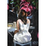 Sherree Valentine Daines (Contemporary) ''Ascot Beauty'' Signed, oil on board, 16.5cm by 11cm See