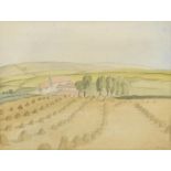 Harry Epworth Allen RBA, PS (1894-1958) ''Fields'' Corn stooks Signed, pencil and watercolour,