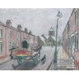 Norman Stansfield Cornish MBE (1919-2014) ''Street with Horse and Cart'' Signed, oil on board,