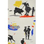 Pablo Picasso (1881-1973) Spanish ''Toros y Toreros'' Screen printed cotton for Bloomberg Fabrics,