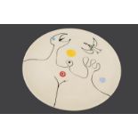 After Joan Miró (1893-1983) Spanish Abstract Initialled GM, 2 JUNE 07, charger 45cm (diameter)