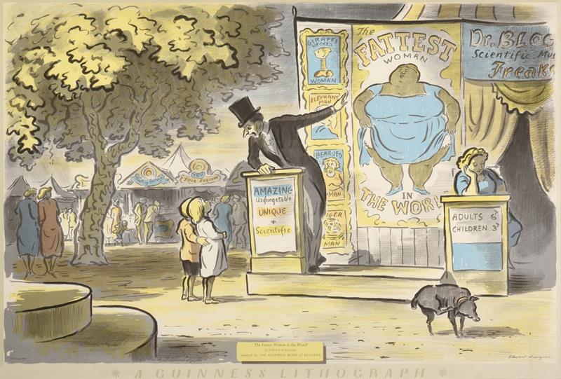 Edward Ardizzone CBE, RA (1900-1979) ''The Fattest Woman in the World, A Guinness Lithograph'' (