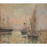Harry Epworth Allen RBA, PS (1894-1958) ''Harbour Scene'' Signed, pastel, 29.5cm by 34.5cm