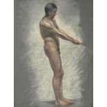 Harry Epworth Allen RBA, PS (1894-1958) Male life study holding a rope Signed, pastel, together with