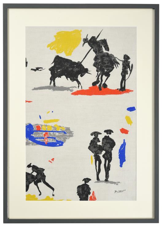 Pablo Picasso (1881-1973) Spanish ''Toros y Toreros'' Screen printed cotton for Bloomberg Fabrics, - Image 2 of 2