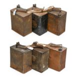 Eight Vintage 2-Gallon Fuel Cans, to include Shell, Esso and ROP Motor Spirit (all rusted)