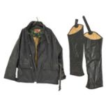 Belstaff Black Prince: A Vintage Rubber “The Cycle” Jacket, with adjustable belt; and A Pair of