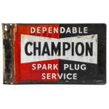 Dependable Champion Spark Plug Service: A Double-Sided Enamel Advertising Sign, 30cm by 50.5cm