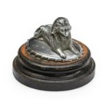 Armstrong Siddeley: An Egyptian Sphinx Car Mascot, mounted on a radiator cap and wooden base, 9cm