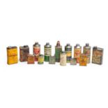 Twelve Vintage Oil Canisters, to include Mobil Oil, Gerling, Shell, Duckhams etc