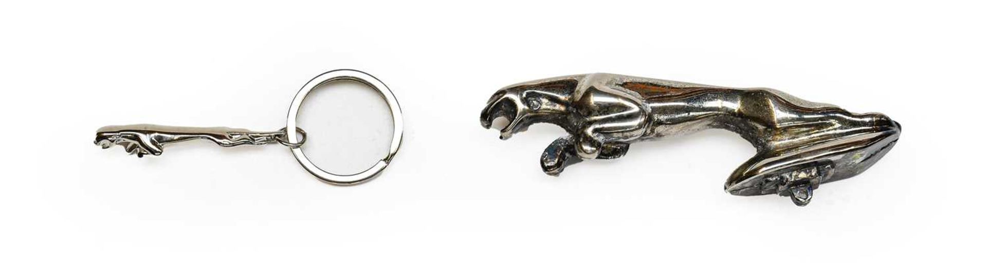 Jaguar Interest: A Chrome-Plated Jaguar Car Bonnet Mascot; and A Chrome-Plated Jaguar Keyring (2)