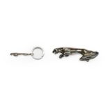 Jaguar Interest: A Chrome-Plated Jaguar Car Bonnet Mascot; and A Chrome-Plated Jaguar Keyring (2)