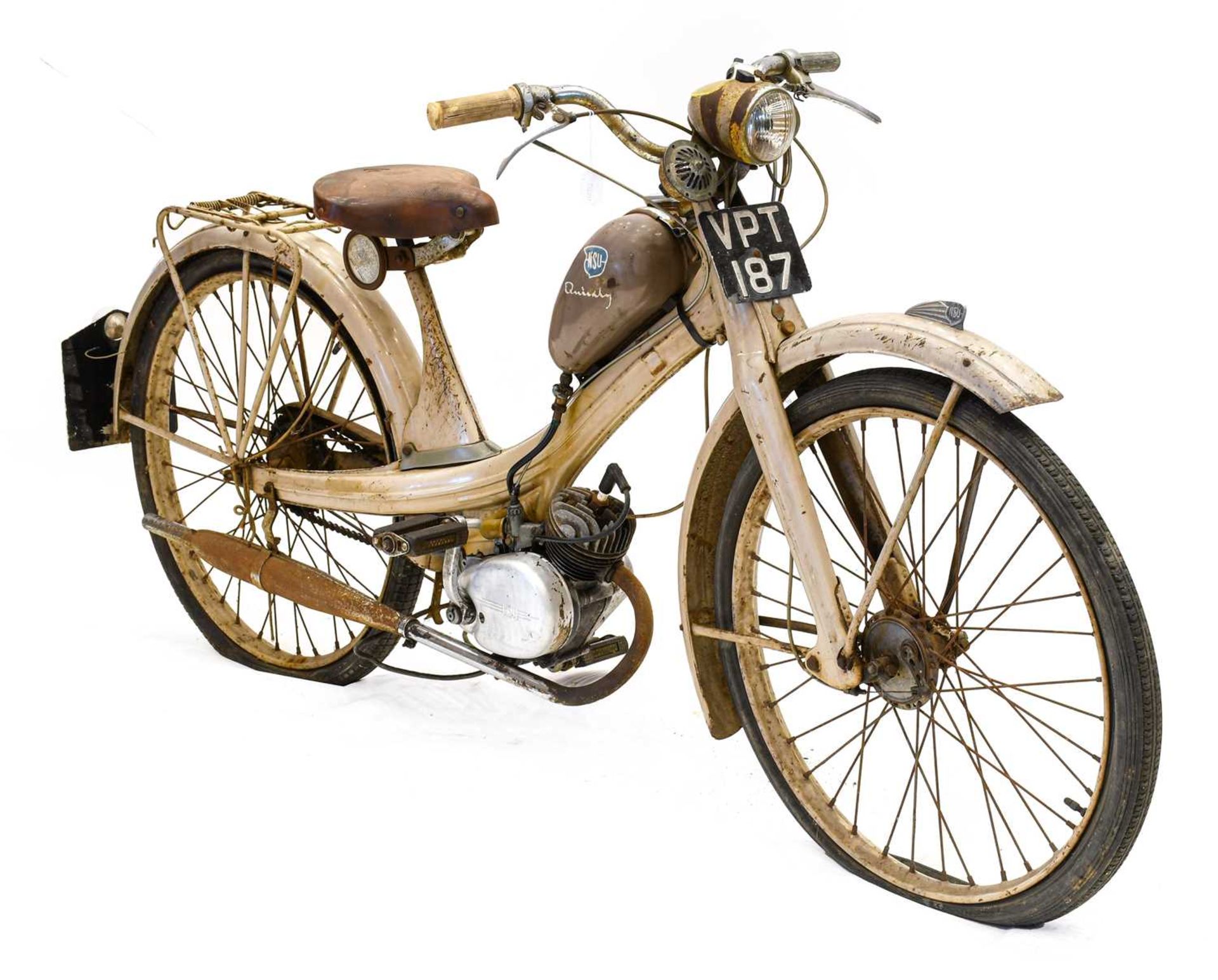 NSU Quickley AutocycleRegistration number: VPT 187Frame number:Engine number:376884V5C:NoCurrent