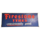 A Vintage Wooden and Plyboard Advertising Sign, Firestone Tyes Consistently Good