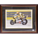 After Robert Thomlin“Il Dottore Volante”, depicting Valantino Rossi the 2001 Moto GP 500