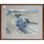 Phil May (b. 1925)"Delage at Brooklands"Watercolour, 32cm by 40cm