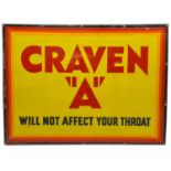 Craven "A" Will Not Affect Your Throat: A Single-Sided Enamel Advertising Sign, 77cm by 102cm