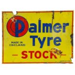 Palmer Tyre, Made in England, Stock: A Double-Sided Enamel Advertising Sign, the corner stamped