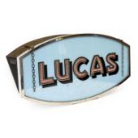 A 1930s Illuminated Car Advertising Sign, Lucas Bulbs, with chromed frame and red, black and