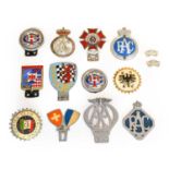Fourteen Assorted Metal, Chromed and Plastic Car Badges, to include RAC, British Automobile Racing