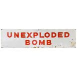 R & M Main Ltd: A Single-Sided Enamel Advertising Sign, Unexploded Bomb, 22.5cm by 91cmCondition
