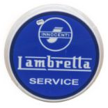 Lambretta Service Innocenti: A Reproduction Illuminated Sign, with power adapter, 43cm diameter