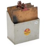 Shell Lubrication: A Vintage Workshop Counter-Top Metal Clipboard Holder; and Five Vintage Wooden