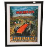 Phil May (b.1925)"Fangio with the Maserati 250F, Nurbürgring"Signed, giclee poster print on