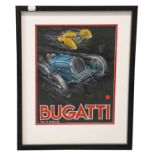 Phil May (b.1925)"Bugatti Type 57 & Type 45"Signed, original poster study, watercolour on black