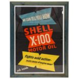 Shell X-100 Motor Oil: A Vintage Advertising Poster, stamped Printed in England No.WB2, 75.5cm by