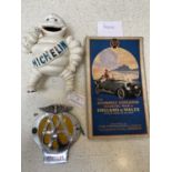 Michelin cast metal money box, AA badge and...
