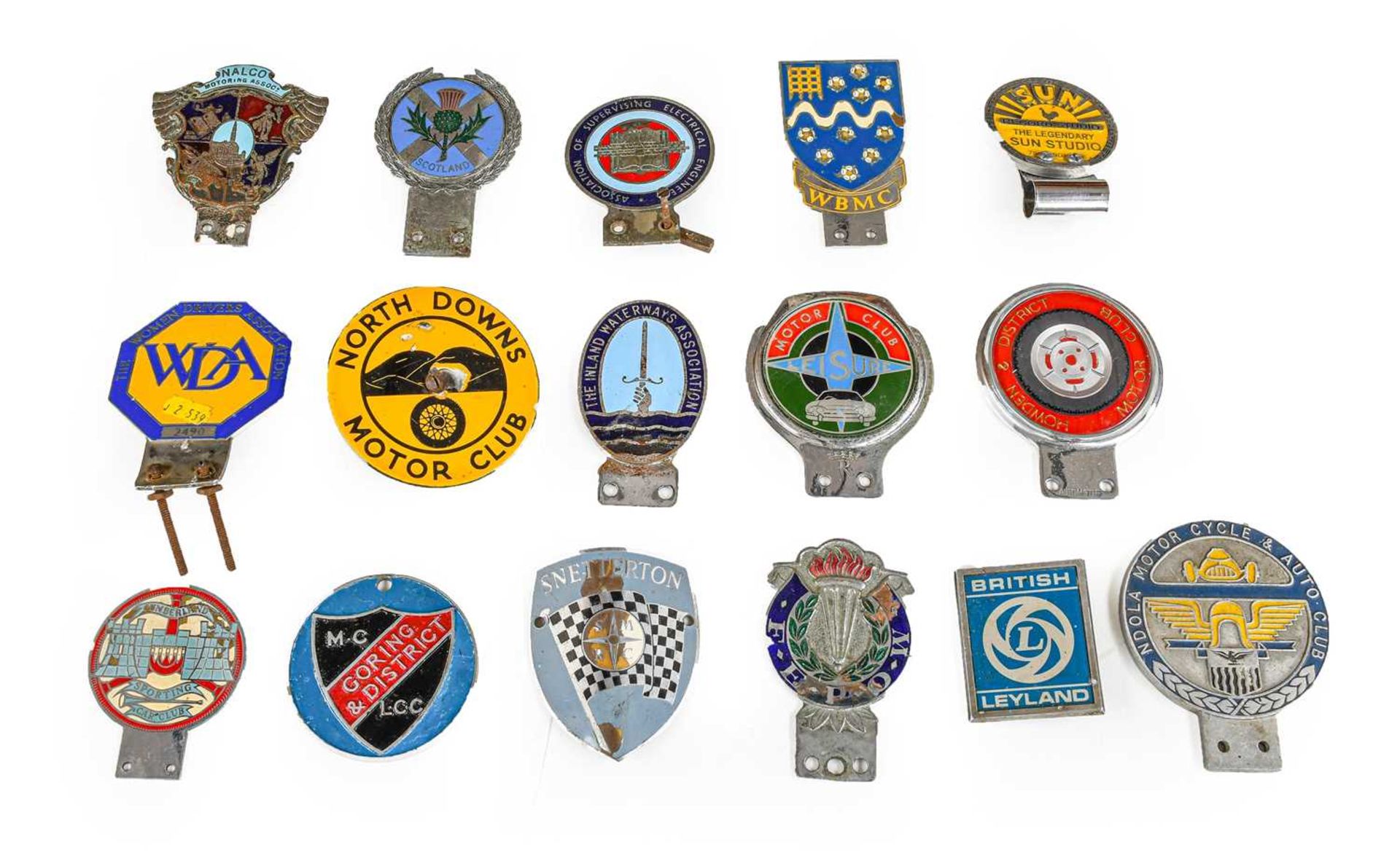 Sixteen Assorted Nalgo Car Badges, including North Downs Motor Club, The Women Drivers