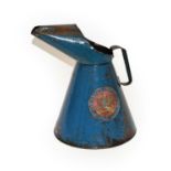 A Blue Painted Oil Can, with paper level Vauxhall Motors Luton England, with moulded handle and