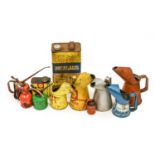 Five Assorted Metal Jugs, including Thelson Motor Oils, Shell, Rotella Oils, Shell Lubricants; A