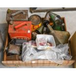 A Quantity of Automobilia, to include vintage Castrol oil cans, a Redex fuel additive can (full),