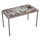 Steampunk: A Bespoke Rectangular Coffee Table, the top made from various spanners, spark plugs and