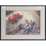 Phil May (b. 1925)“German Grand Prix 1935”Watercolour, 29cm by 39cm