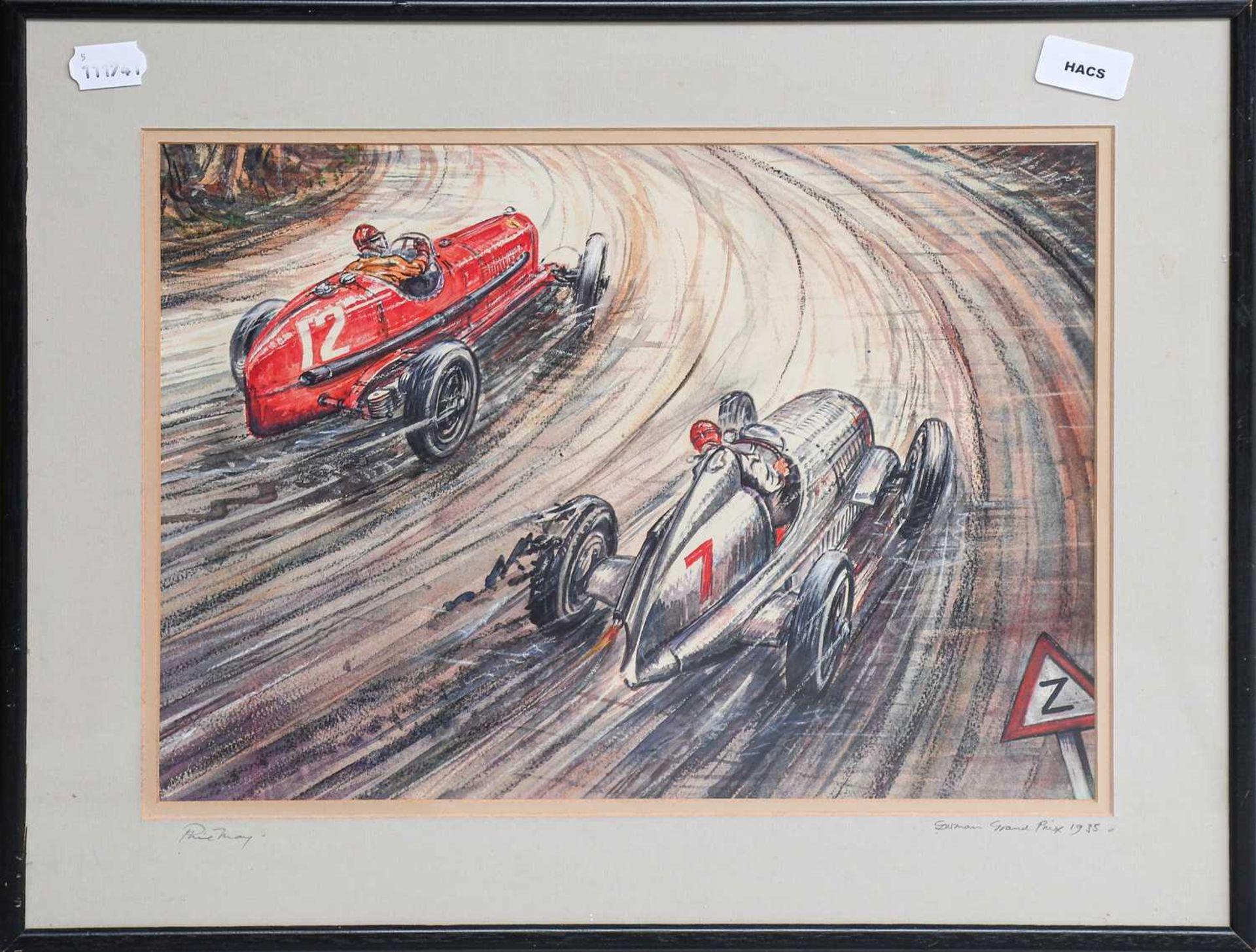 Phil May (b. 1925)“German Grand Prix 1935”Watercolour, 29cm by 39cm