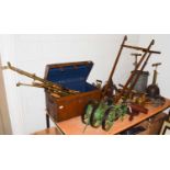 A late 19th century American 'Planet Jr.' combination drill, a similar 'Firefly' seed drill, a