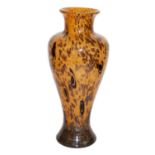 An art glass vase, mustard ground with metallic copper flecks, 36cm high