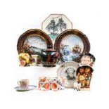 A quantity of ceramics including a pair of Spode Armada series cabinet plates, Hummel figure,
