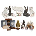 A quantity of various 19th century and later collectables, including a pair of Staffordshire dogs, a