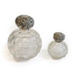 Two Silver-Mounted Glass Scent-Bottles, One Birmingham, 1899, the other apparently unmarked, circa